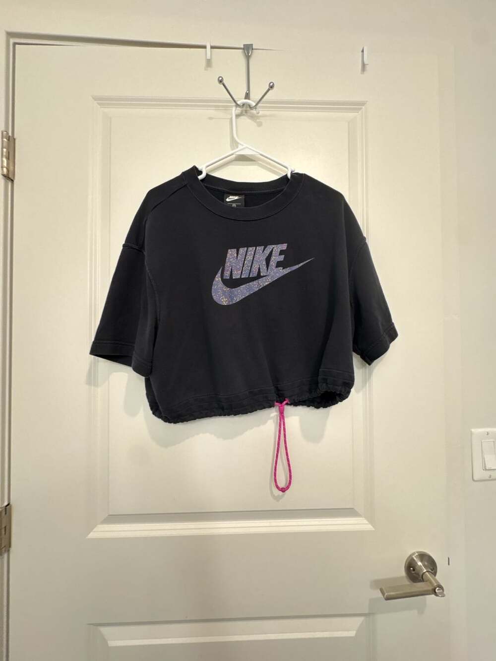 Nike Sportswear Icon Clash Black Multi Graphic Short Sleeve Cropped Top Size 1X
